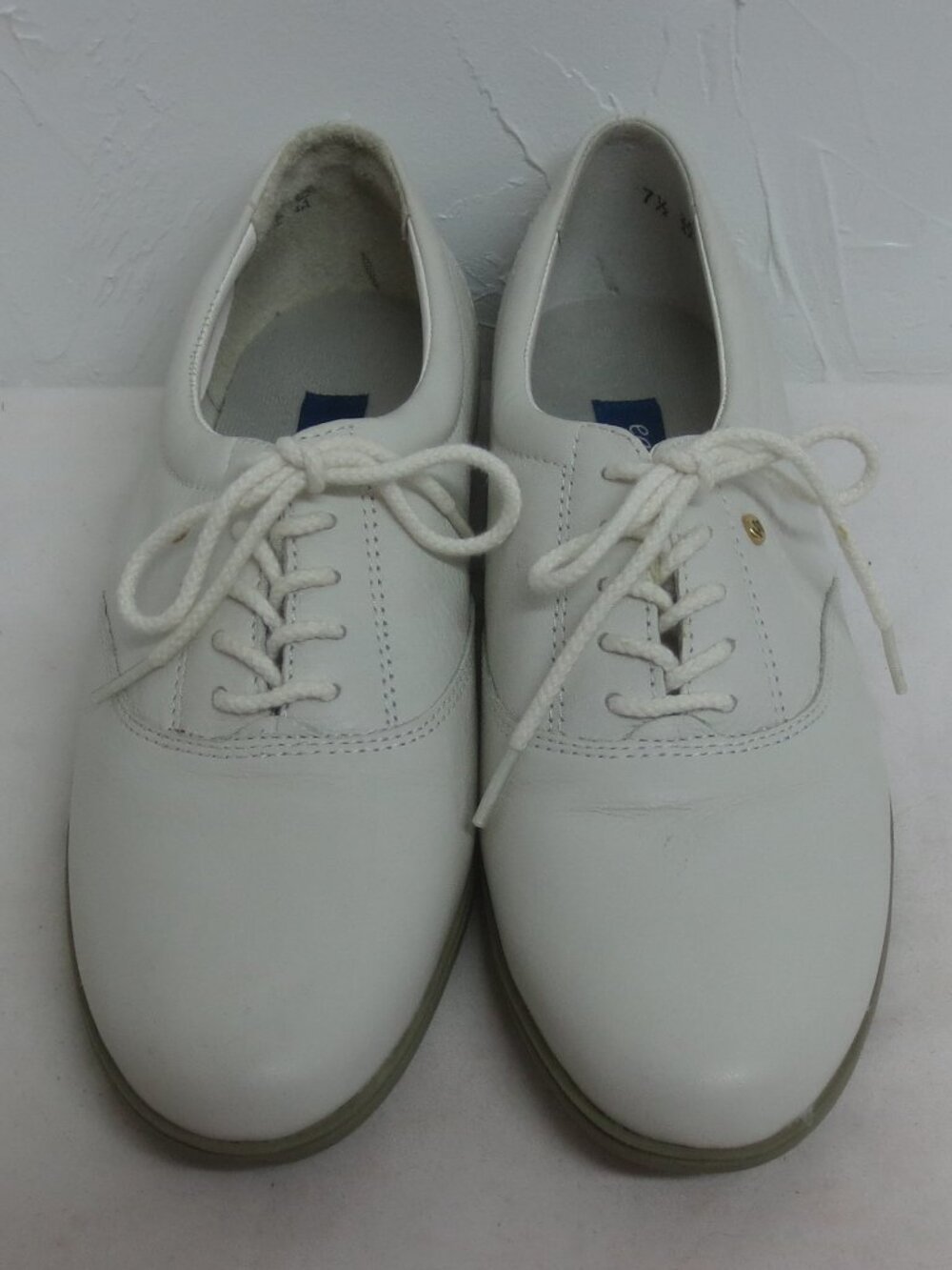 NEW Easy Spirit Shoes Cream Leather Lace-up Classy Comfy Active Loafers Size 7.5